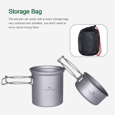 Безмежна подорож Легкий кемпінговий горщик Набір для приготування їжі Туристичний горщик Набір посуду для кемпінгу для походів, трекінгу, пікніка, риболовлі, альпінізму (Ti1502A/Y)