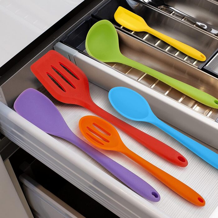 Набір кухонних гаджетів Herogo, набір силіконових столових приборів для приготування їжі з 8 предметів, антипригарний термостійкий набір кухонного посуду з силіконовою лопаткою/ложкою/перевертачем/ополоником - (барвистий)
