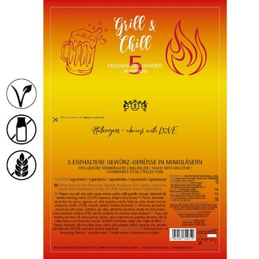 Класичний набір спецій Hallingers - Подарунковий набір спецій ручної роботи, 12 спецій з усього світу (Набір) - Літній подарунок та ідеальний подарунок для барбекю День народження, вітання, новоселення, річниця, безкоштовні класичні спеції., 12 спецій (73