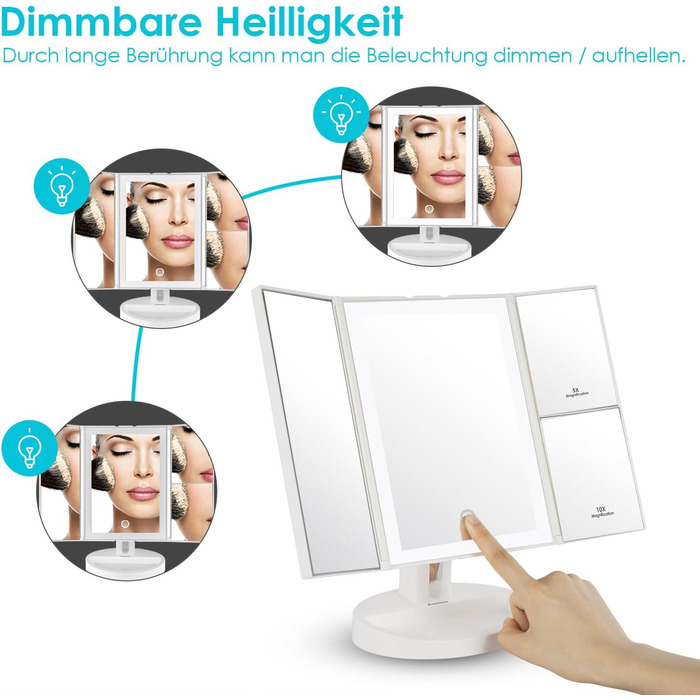 Дзеркало косметичне настільне з підсвічуванням та 10-кратним збільшенням Vialex