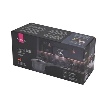 Ковш Fissman 16x8,5 см/1,4 л EVOLUTION со стеклянной крышкой литой алюминий с антипригарным покрытием (14583)