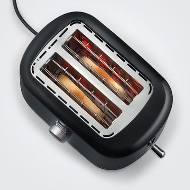 Автоматичний тостер SEVERIN, маленький тостер на 2 скибочки, якісний чорний тостер для підсмажування, розморожування та розігріву, 850 Вт, чорний, AT 4321 чорний / сріблястий