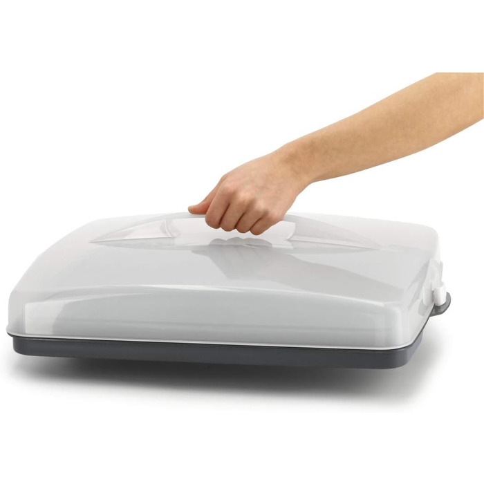 Кругла транспортувальна коробка для торта Xavax з кришкою, контейнер для торта діаметром 31,5 см, внутрішня висота 8 см, коробка для торта з пристроєм поділу шматків, антрацитова форма для торта, прозора (коробка для транспортування листкового торта)