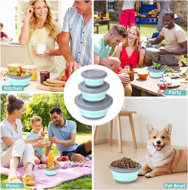 Складана миска з кришкою 3 шт Goxiry