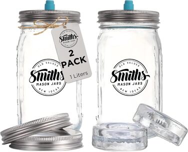 Стеклянные банки для консервации 2 шт 1 л Smiths Mason Jars