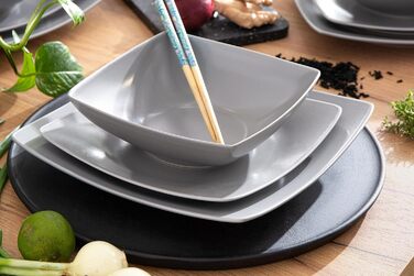 Консімо. Тарілки для сніданку на 6 персон - Набір з 6 тарілок для тортів - Керамічні десертні тарілки - EPIRI Сучасні маленькі тарілки - 221 см - Глянець (сірий)