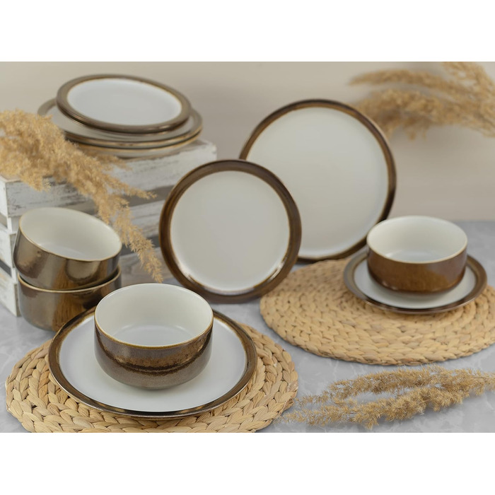 Серия MODERN INDUSTRIAL, набор посуды, комбинированный сервиз 16 шт. (белый, набор тарелок 12 шт.), 23592