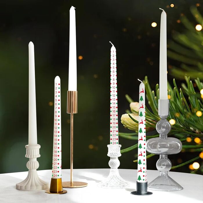 Набор из 2 рождественских свечей в виде адвент-календаря 2 х 24 см, белый UIKTSSL