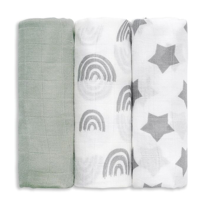 Муслінові серветки GLLQUEN для немовлят, 6 шт. бавовняних серветок для відрижки, 70 см x 70 см, абсорбуючі та дихаючі, ідеально підходять для очищення, витирання та покриття новонароджених (зірка, 3 шт.)