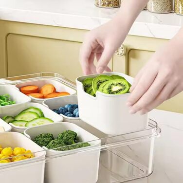 Сервірувальна тарілка у формі миски для закусок, контейнер для подачі солодощів та горіхів із пластику з кришкою з 8 відділеннями, тарілка для закусок, фруктова тарілка, ящик для зберігання десертів, спецій (12 відділень)