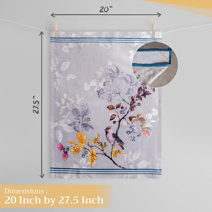 Набір із 3 багатоцільових кухонних рушників Maison d&39 Hermine Rural Christmas, 100 бавовна Барні рушники День подяки/Різдво (50 см x 70 см) (Рівнодення сірий)