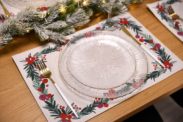 ARDESTO Серветка сервірувальна Happy Holidays 30х45см, 90% поліестер, 10% бавовна, білий віночок