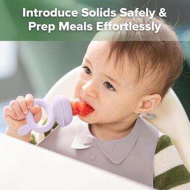 Годівниця для дитячого фруктового харчування Haakaa та міні-лоток для перекусів у морозильній камері, форми для морозива без бісфенолу А для безпечного самостійного годування немовлят, від 4 місяців (горохово-зелений) (лавандовий)