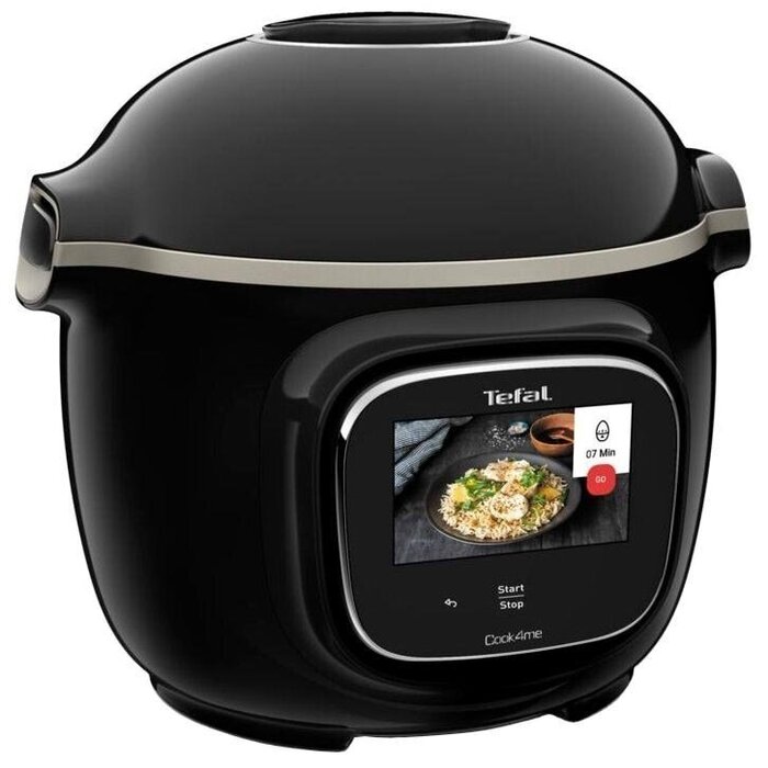 Tefal Мультиварка скороварка Cook4me Touch, 1600Вт, чаша-6л, сенсорне керування, 13 програм, управл. смартф., метал, пластик, чорний