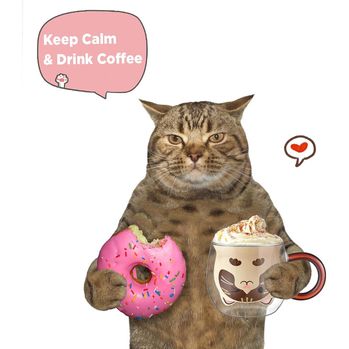 Двостінні милі келихи для лате макіато з різдвяною ялинкою 270 мл Кавова чашка Різдвяна кружка з ситечком для чаю з різдвяною ялинкою Чайні склянки для молока, льоду, різдвяні подарунки для жінок і дітей (Тип 4-помаранчево-червоний кіт, Тип 4-280 мл*1)