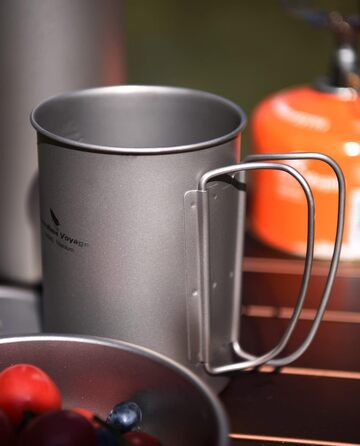 Титановая бутылка На открытом воздухе Походная кружка Посуда с широким горлышком Легкая портативная бутылка для воды Большая походная однослойная посуда для питья для пикника (кружка 600 мл Ti3049D)