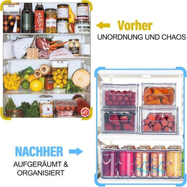 Набір холодильника-органайзера 9 упаковок (3 розміри) Холодильник-органайзер, кухонний органайзер для комори, морозильної камери, шафи, ящика, офісу (3 розміри-9 упаковок-синьо-сірий)