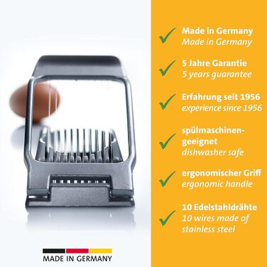 Яйцерозкол Westmark для круглих і овальних дисків, індивідуально затисканих ріжучих дротів з нержавіючої сталі, алюмінію/нержавіючої сталі, дуплексу, сірого 10202260