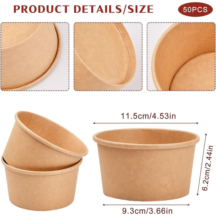 Набор бумажных стаканчиков для мороженого 50 шт. 430 мл heavenlife