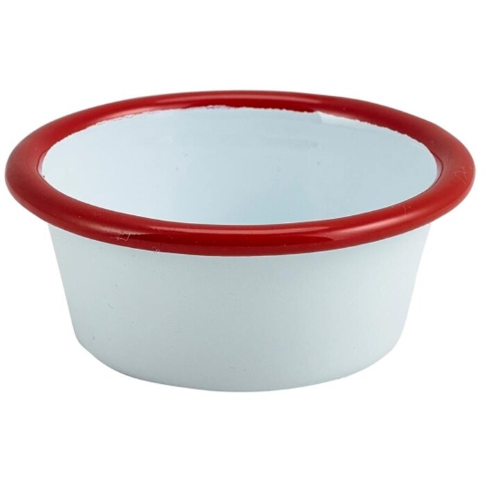 Соусник 8х3,2 см, 90 мл, емаль, червоний обідок, GenWare