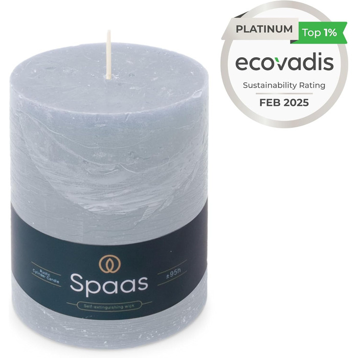 Свічка Spaas Rustical Pillar, 100/130 мм, 95 год, чорна (світло-блакитна)