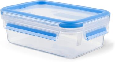 Набір контейнерів для зберігання продуктів EMSA Clip & Close, прямокутні, 5 x 0,8 л, коробки для зберігання, 100 герметичні, придатні для миття в посудомийній машині, морозильної камери та мікрохвильової печі, прозорі, сині, зроблені в Німеччині, N10307 (