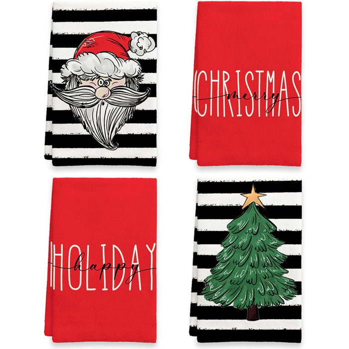 Набор из 4 рождественских кухонных полотенец 45 x 65 см, набор X Ohok