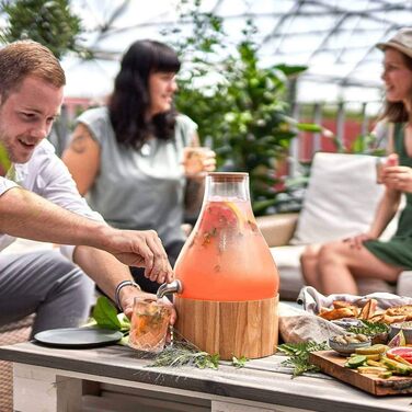 Скляний диспенсер для напоїв 5,5 л з краном та підставкою Springlane Kitchen