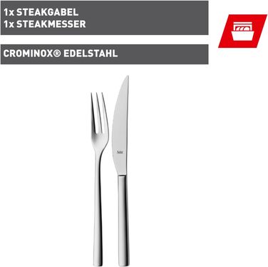 Набір ножів для стейку Silit Trend, 2 шт., 23,2 см, ніж для стейку з нержавіючої сталі з серрейторною заточкою, коване лезо, довговічний, стійкий до подряпин, можна мити в посудомийній машині