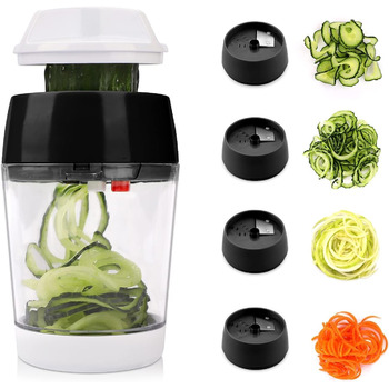 Спіральна овочерізка 4 в 1 з контейнером, чорна MENNYO