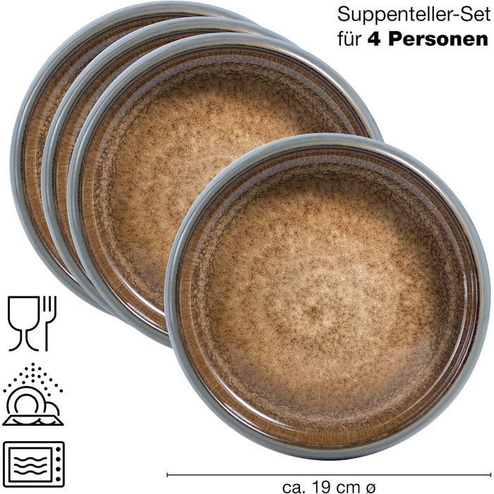 Набір посуду з керамограніту Moritz & Moritz SOLID з 18 предметів набір посуду на 6 персон кожна, що складається з 6 обідніх тарілок, маленьких, глибоких тарілок (4 шт. великих мисок)