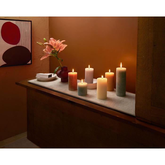 Свічка Bolsius Rustic Pillar XXL - 3 шт. и - 10 x 10 см - Декоративні побутові свічки - Час горіння 62 години - Без запаху - Містить натуральний рослинний віск - Без пальмової олії (червона)