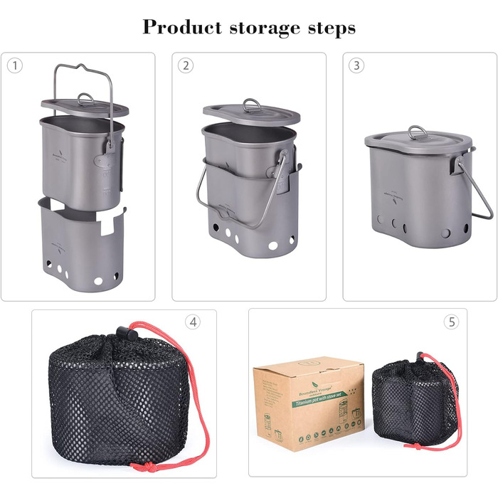 Мл Набір титанових кемпінгових печей зі складною ручкою та кільцем для підвішування Пікнік на свіжому повітрі 2 в 1 Їдальня у формі нирки Набір дров'яних печей Легкий клапан Підвісна конфорка для 1 людини Ti2005C, 800