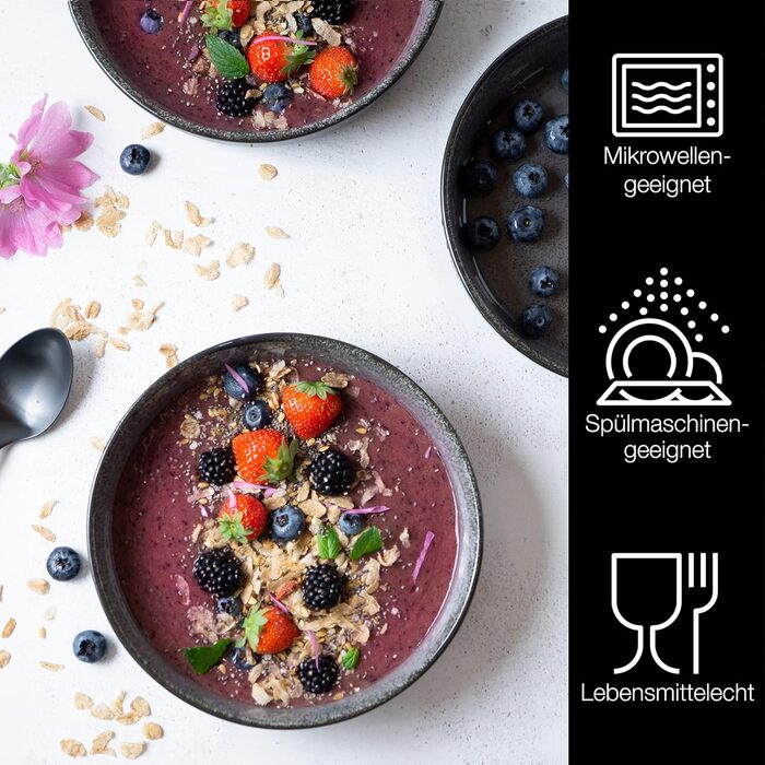Из фарфора антрацита Buddha Bowl Bowl на 6 персон Как суповая тарелка, салатница и набор миска для хлопьев, 6 шт., Smoothie Bowl