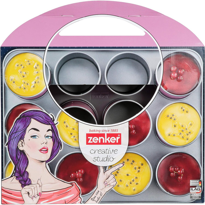 Набор форм для выпечки краффина 12 предметов, розовый Zenker