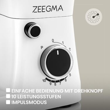 Кухонный комбайн-миксер 1500 Вт 5,2 л белый Planeet Easy Zeegma