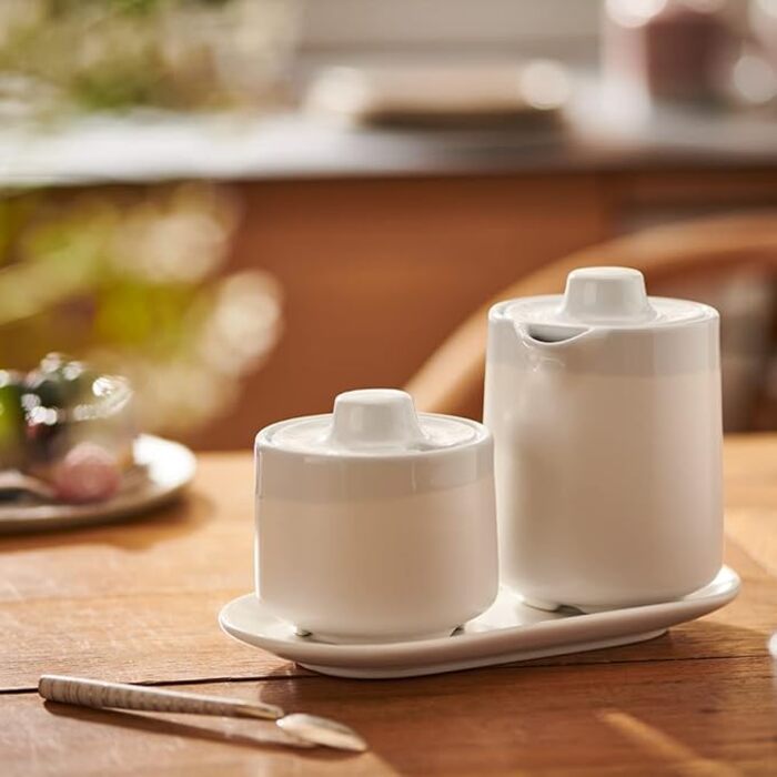 Аксесуари для кави, глечик для молока, цукорниця, піднос, порцеляна, білий Tchibo