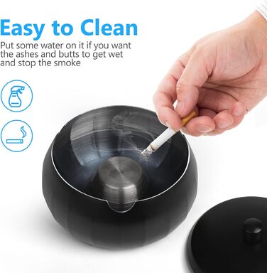 Попільничка з кришкою 11 см чорна JSVER