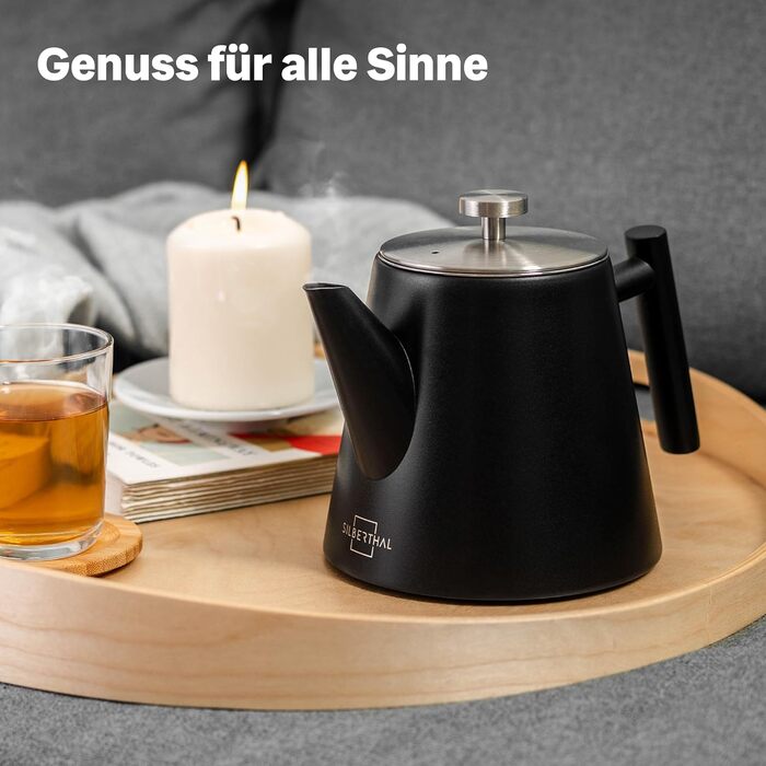 Чайник заварочный с фильтром для чая 1 л, черный Silberthal