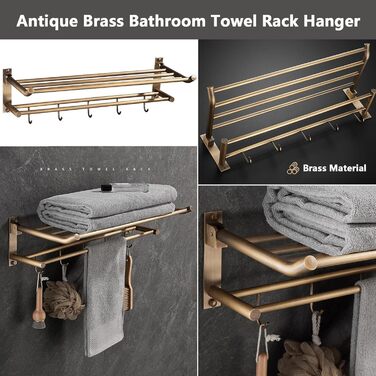 Вінтажний латунний тримач для рушників 50 х 25 х 15 см Generisch