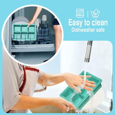 Форма для льоду LessMo XXL, 3-елементна, силіконова форма для льоду на 18 отворів з кришкою, великі кубики льоду 4,8 см, штабельовані та придатні для миття в посудомийній машині, без BPA для пива, коктейлів, віскі (1-мідно-зелена)