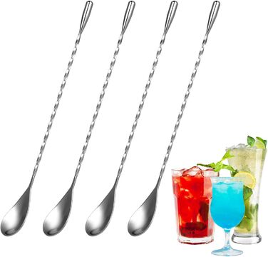 Набір із 4 барних ложок 25 см, нержавіюча сталь KITDAHOM