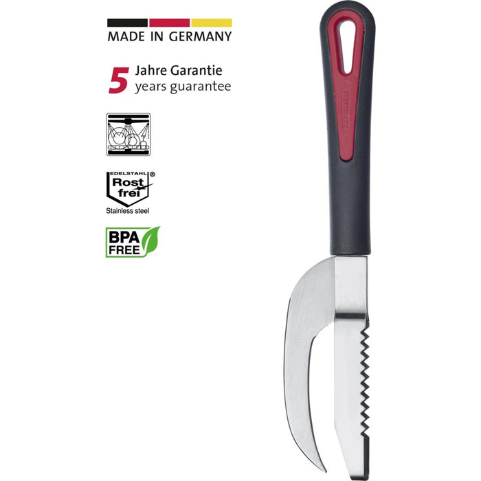 С поддоном для чешуи, алюминий, специальное покрытие для пищевых продуктов, нержавеющая сталь, 21 x 5,9 x 5,3 см, Scalex, Серебро, 65002260 (с ножом)