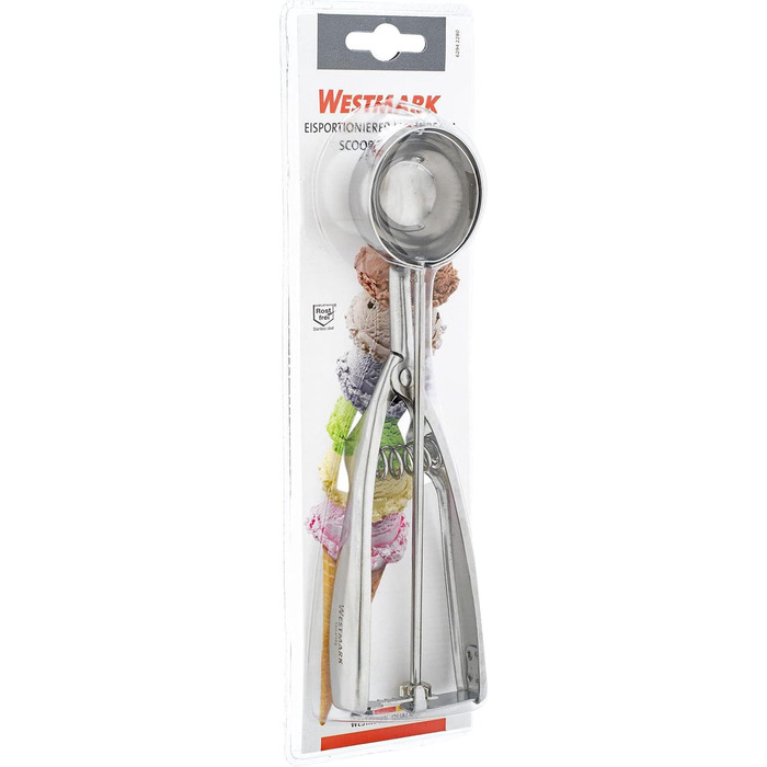 Ложка для морозива Westmark/ложка для морозива, з ручкою щипців, довжина 21,8 см, нержавіюча сталь, професійна, срібло, 62942270 5 см