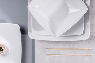 Консімо. Обідні тарілки на 6 персон - Набір з 6 тарілок - Посудомийні машини - Можна використовувати в мікрохвильовій печі - Набір керамічних тарілок - EPIRI Сучасна велика обідня тарілка - 25x25см - Black Matt (Білий)