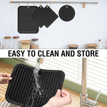 Силиконовые подставки под горячее 7 предметов черные WuGU