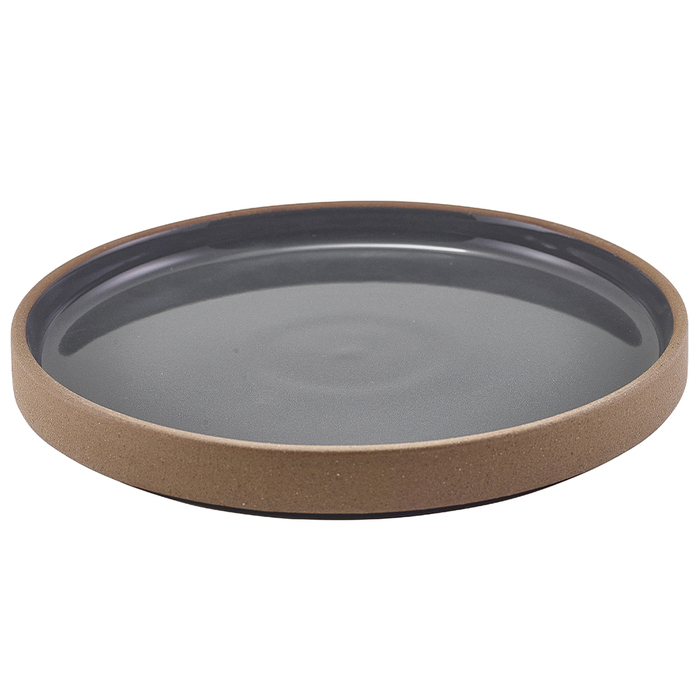 Тарілка презентаційна 20*2.5 см із низьким вертикальним бортом, Kava Dark Grey Stoneware Raw Wall, GenWare