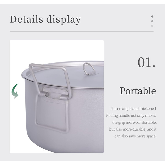 Кемпінгова каструля з кришкою та складною ручкою 5000 мл. iBasingo