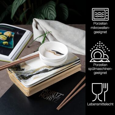 Набор посуды для суши на 2 персоны, 10 предметов, Black/Gold Gourmet Moritz & Moritz