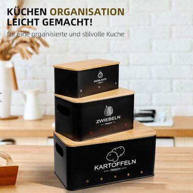 Ящик для зберігання з кришкою 3 шт чорний Avmvnvc